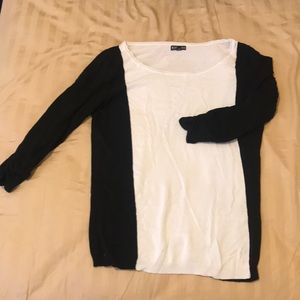 Black and white Color Block Long Sleeve Top